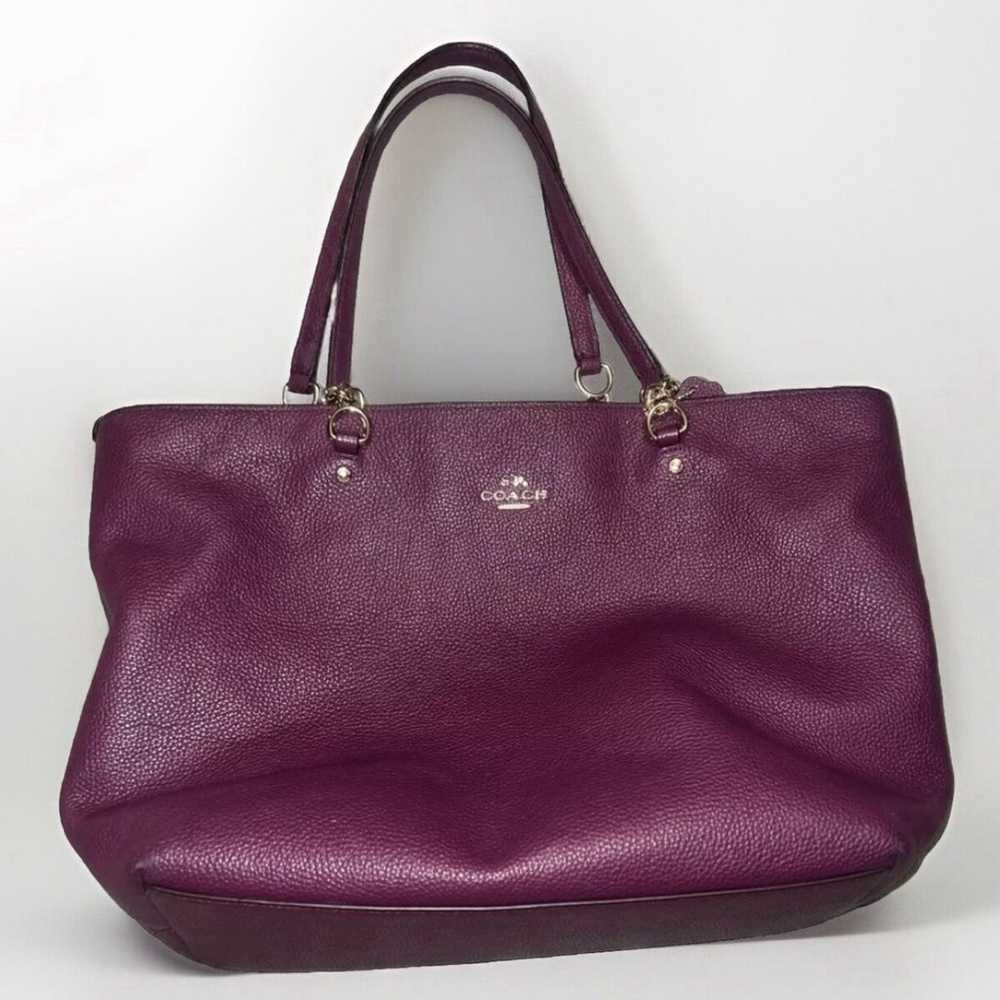 COACH Zip Tote Bag Sophia Pebbled Leather Plum- D… - image 1