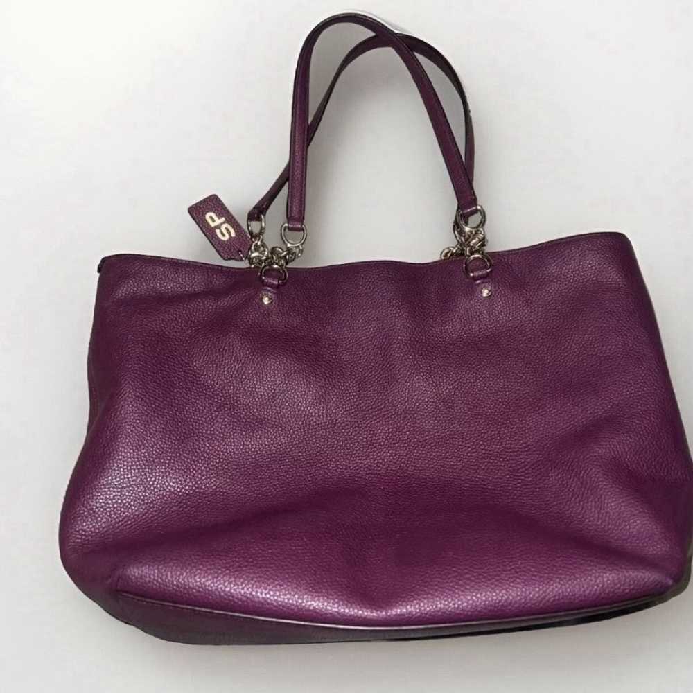 COACH Zip Tote Bag Sophia Pebbled Leather Plum- D… - image 2