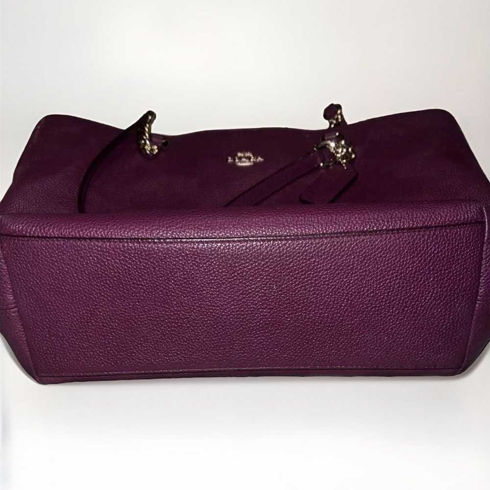 COACH Zip Tote Bag Sophia Pebbled Leather Plum- D… - image 3