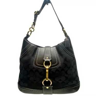 Coach Bag Black Signature/Jacuard/Leather Horsebit newest Hobo Bag