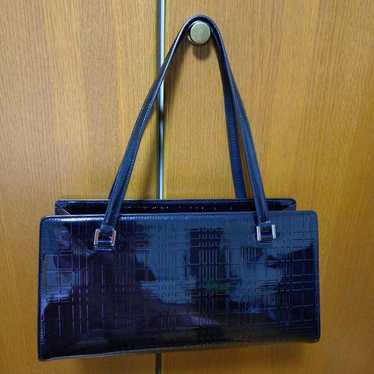 【Rare】BURBERRY Check Embossed Enamel Handbag - image 1