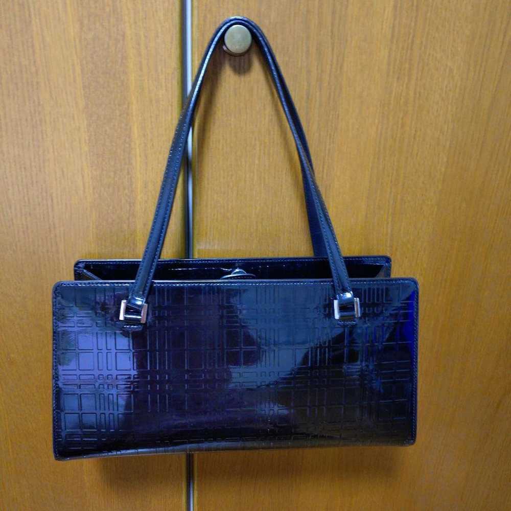 【Rare】BURBERRY Check Embossed Enamel Handbag - image 2