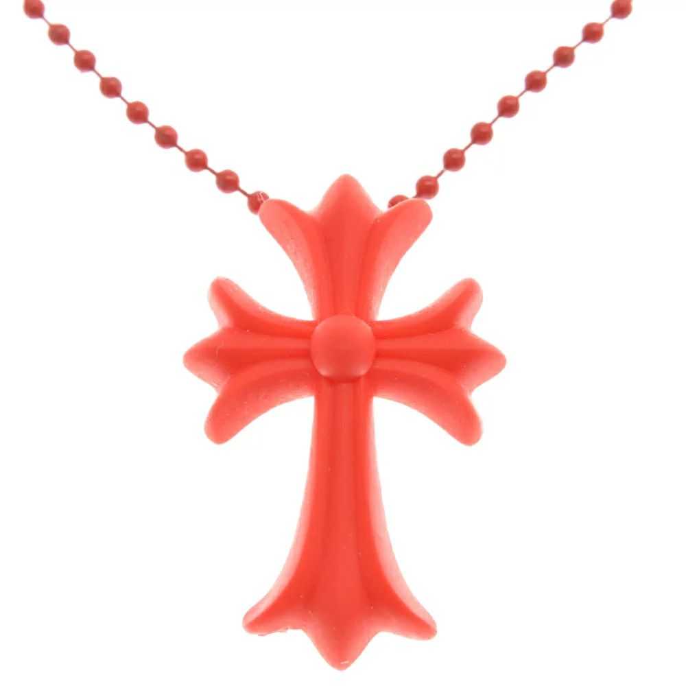 Chrome Hearts Chrome Hearts Red Silicone Cross Ne… - image 1