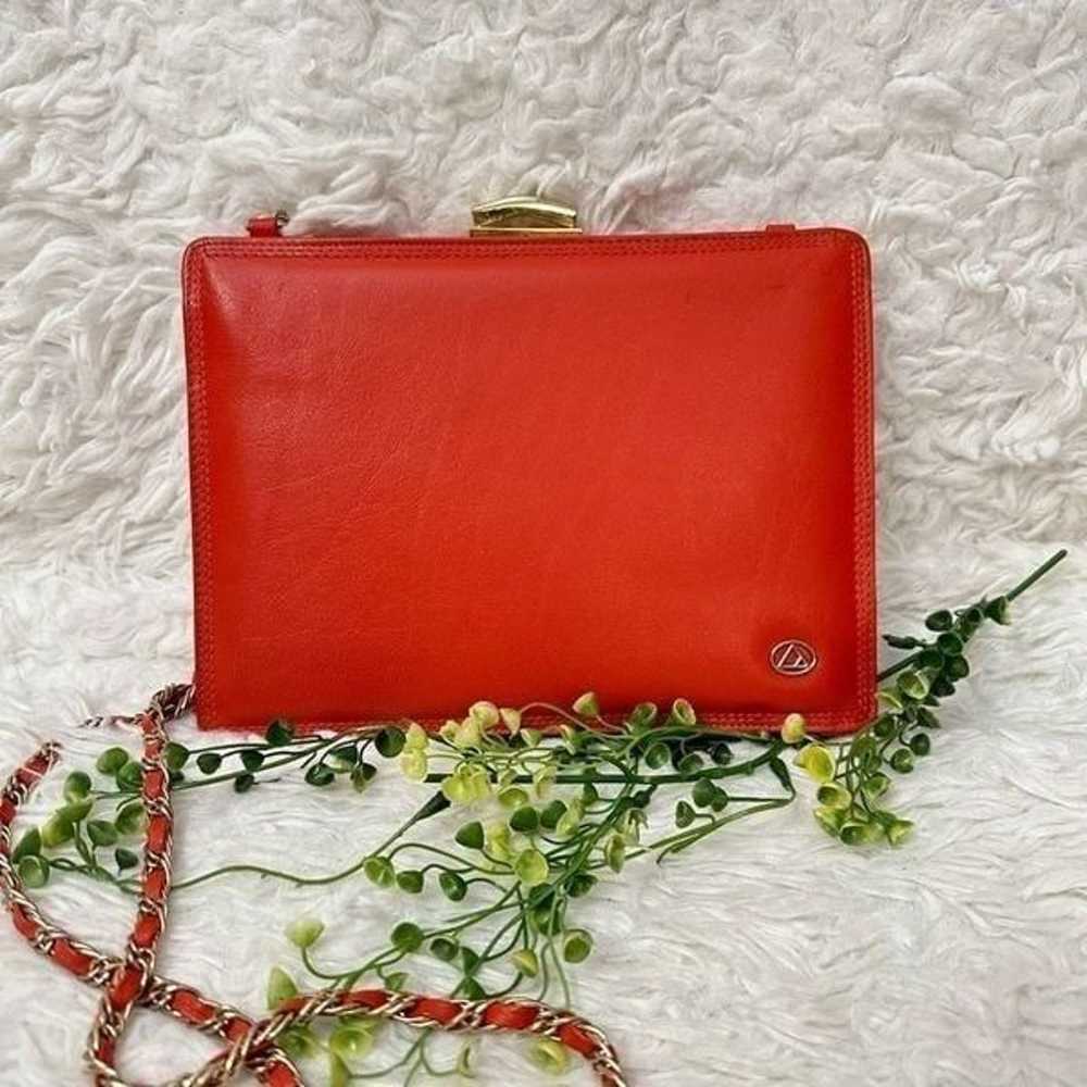 Liz Claiborne Vintage Red Orange Leather Snap Loc… - image 1