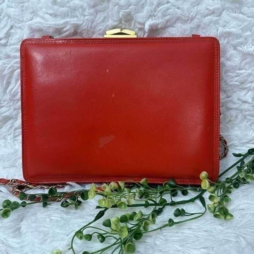 Liz Claiborne Vintage Red Orange Leather Snap Loc… - image 3