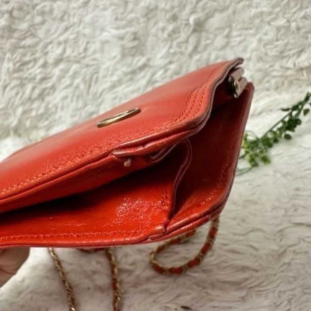 Liz Claiborne Vintage Red Orange Leather Snap Loc… - image 9