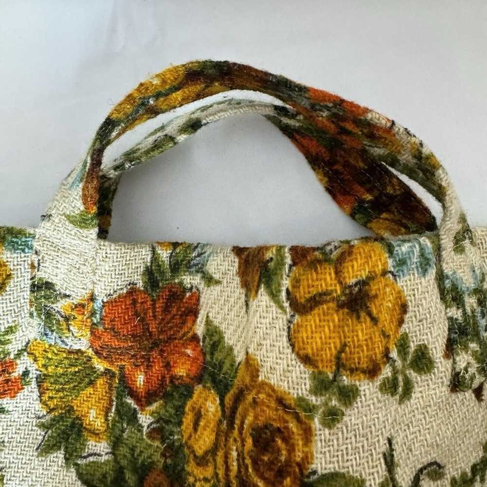 Handmade 70s Floral Tote Bag Purse Orange Yellow … - image 5