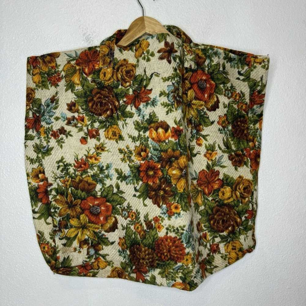 Handmade 70s Floral Tote Bag Purse Orange Yellow … - image 7