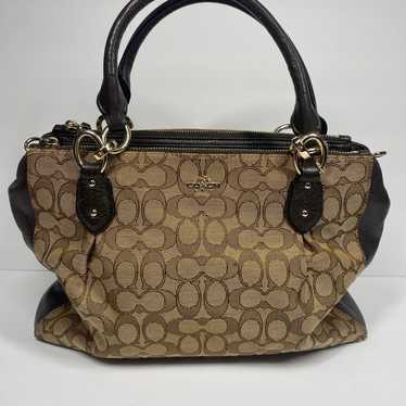 COACH Colette Signature Carryall Satchel Brown Wit