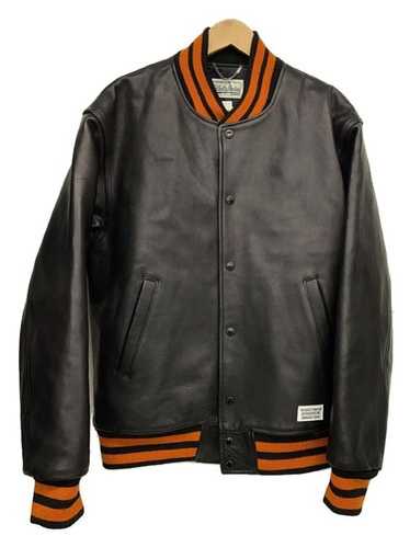 ジャケット・アウター WACKO MARIA LEATHER VARSITY JACKET Wacko Maria Men's Type-2 Leather Varsity Jacket in Black