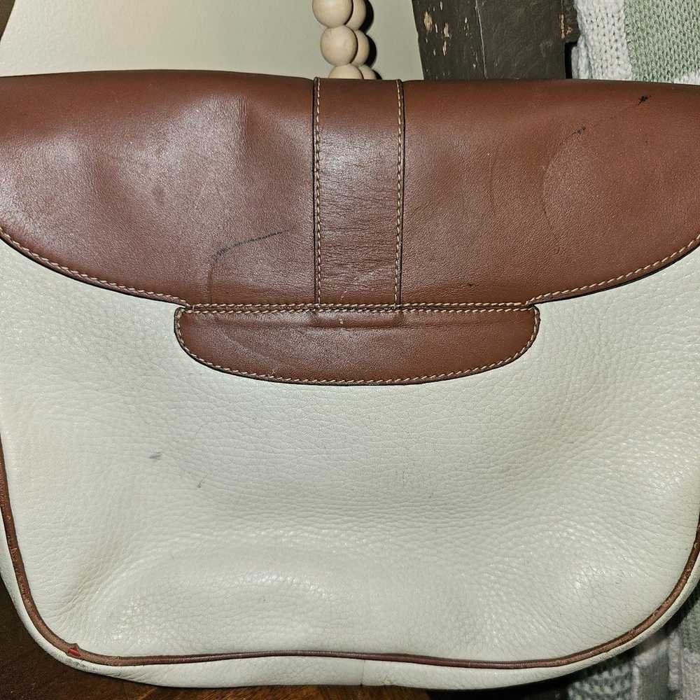 Land Cream Brown Leather Vintage Crossbody Should… - image 10