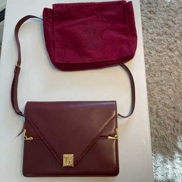 Cartier Leather Shoulder Bag Burgundy