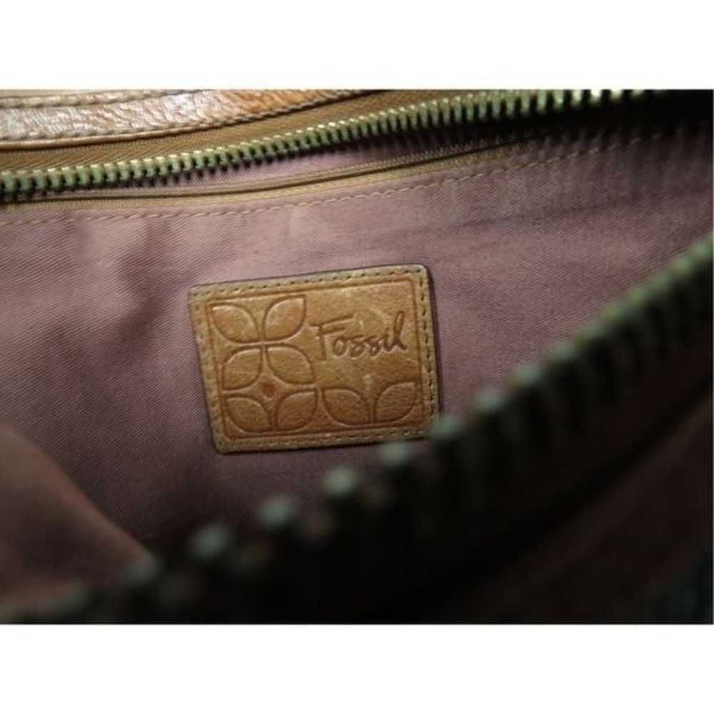 Vtg Fossil Colorful Patchwork Camel Brown Leather… - image 8