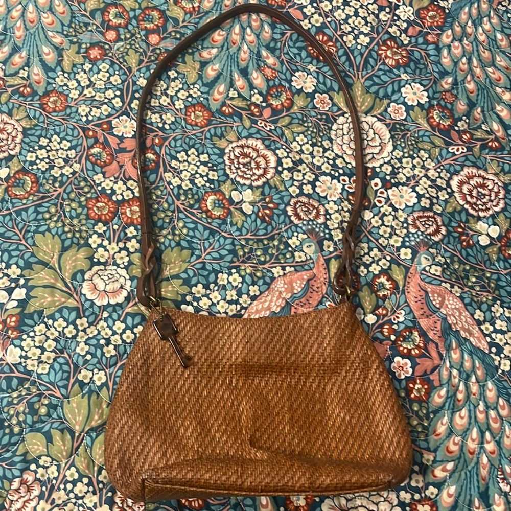 Vintage Fossil Woven Raffia bag - image 1