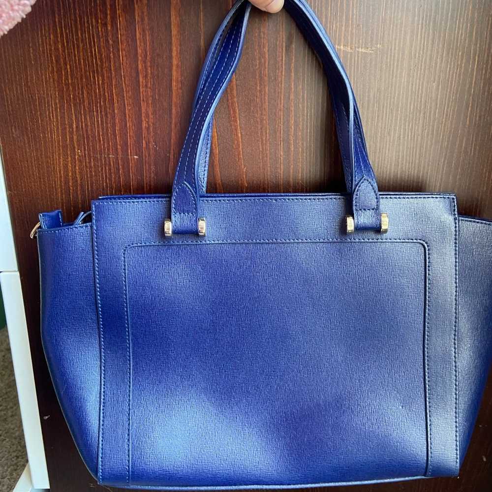 Navy Blue Furla Shoulder Bag Ginevra Genuine Leat… - image 3