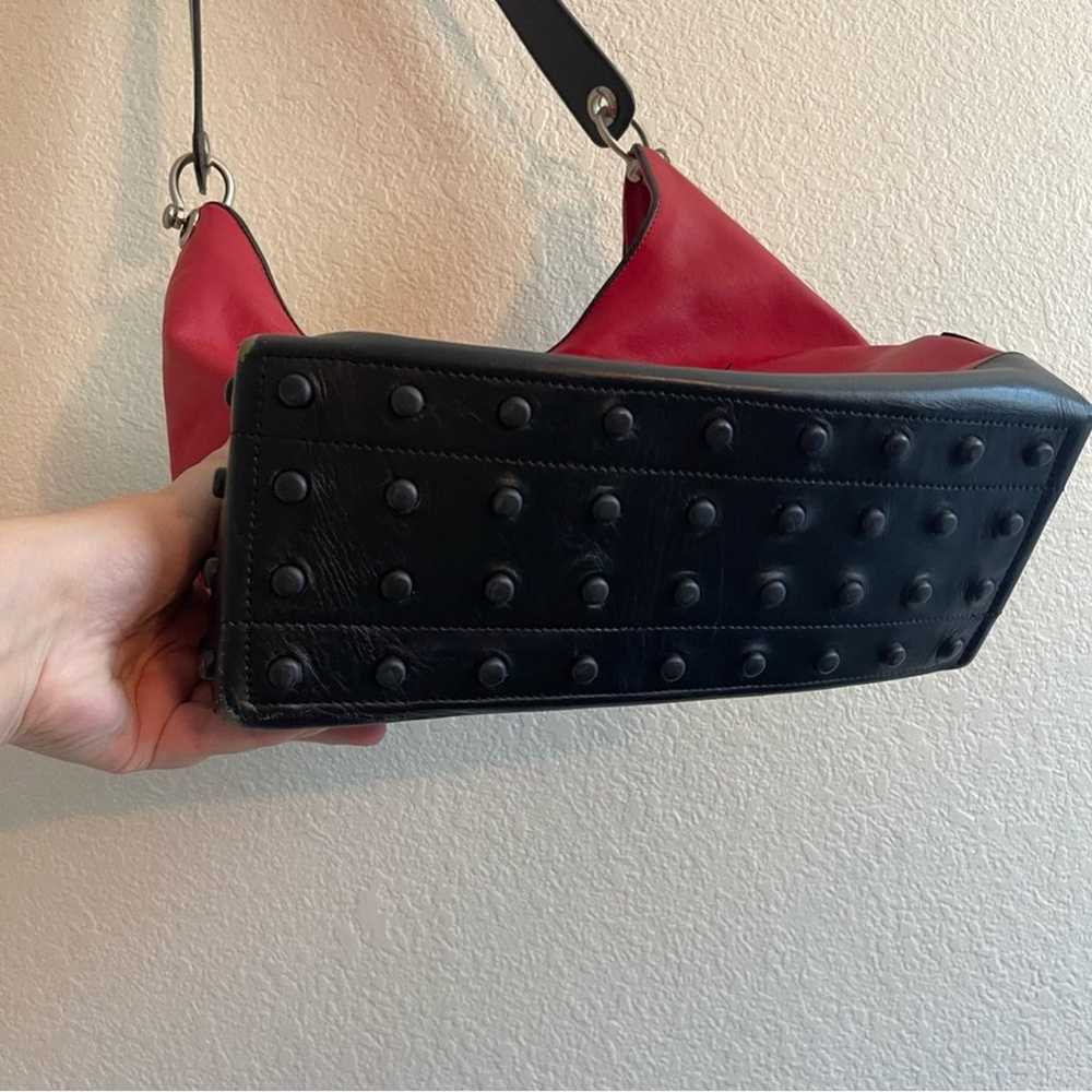 Tod’s Y2K Rare Red Leather Bottom Studded Shoulde… - image 11