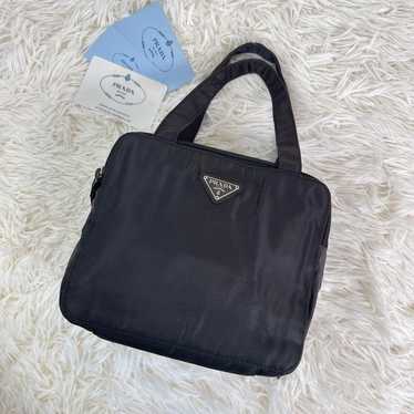 PRADA✨ Nylon Vanity Bag Triangle Plate Black Trav… - image 1