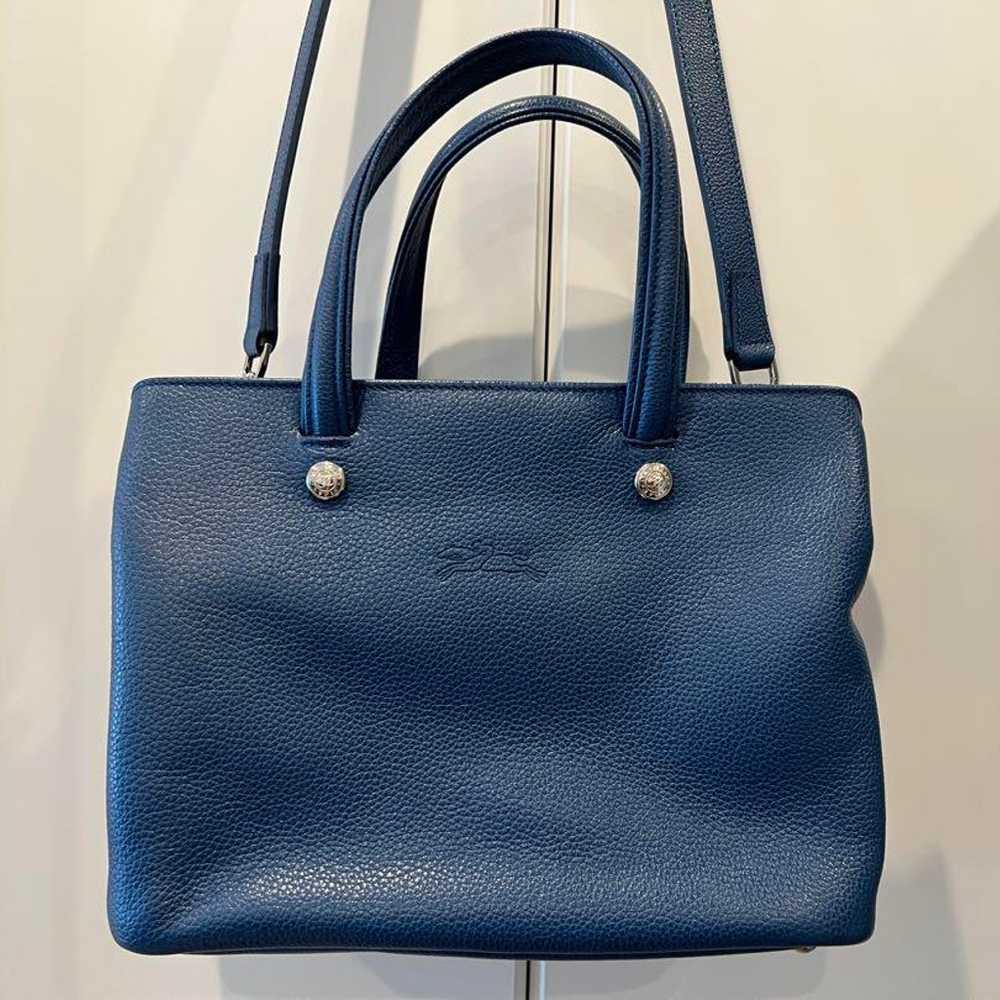 【Excellent Condition】Longchamp Blue Leather Handb… - image 1