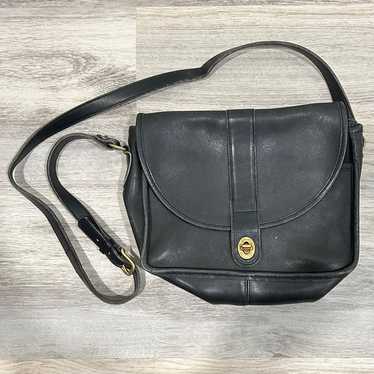 Vintage Laura USA Black Leather & Solid Brass Cros