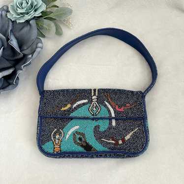 STAUD Tommy Blue Swimmers Beaded Bag