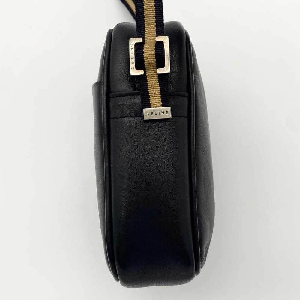 CELINE Shoulder Bag, Logo Line, Black, Leather, S… - image 4