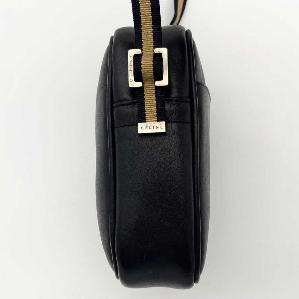 CELINE Shoulder Bag, Logo Line, Black, Leather, S… - image 5