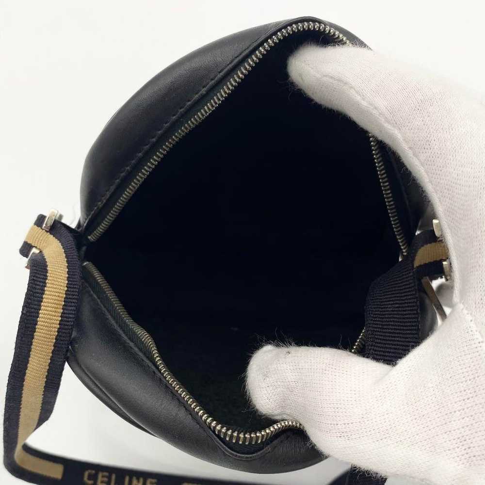 CELINE Shoulder Bag, Logo Line, Black, Leather, S… - image 9