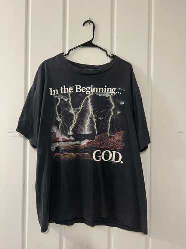 Vintage 1991 In the beginning God Jesus tee lightn