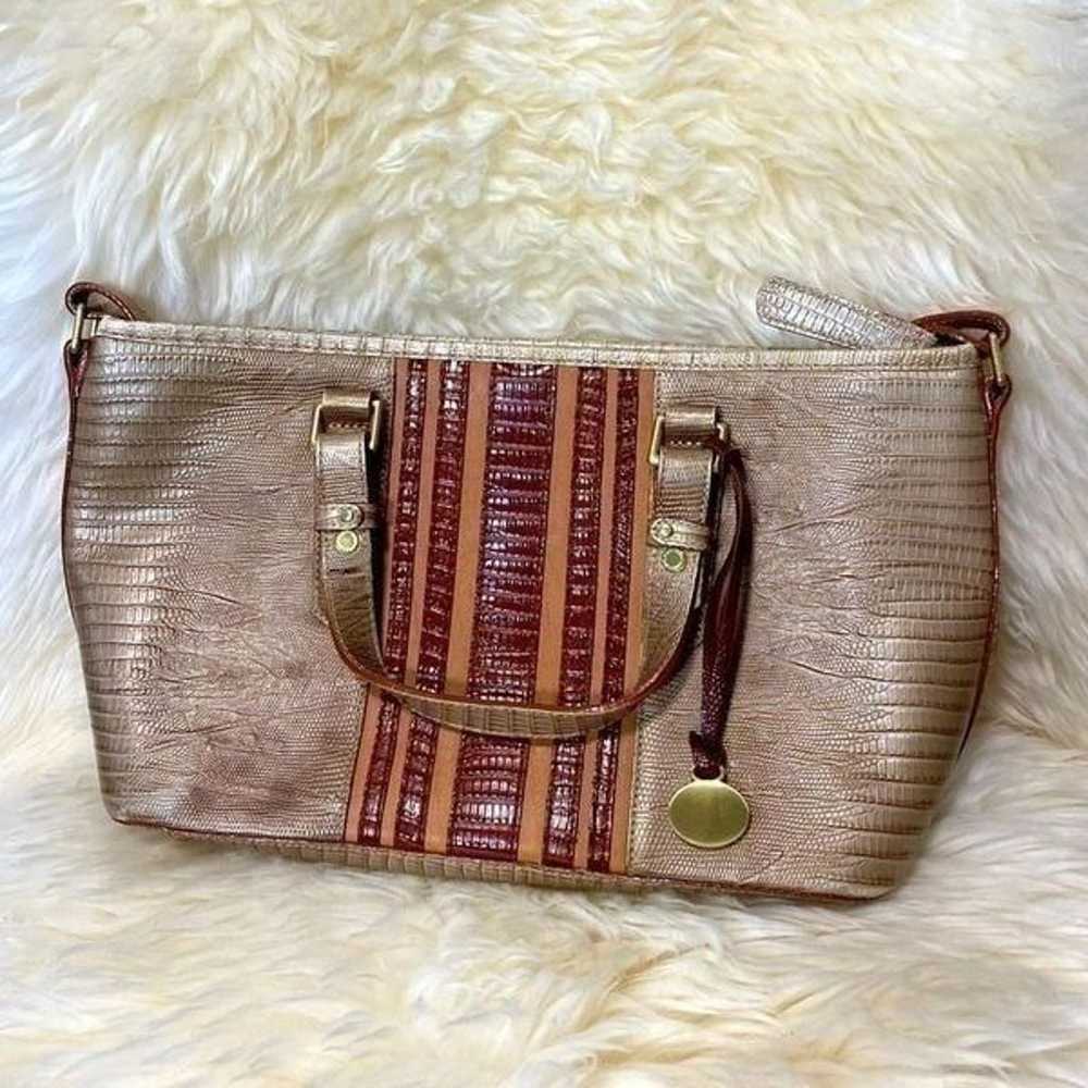 BRAHMIN MINI ASHER in CABANA VINEYARD Cream & Bro… - image 1