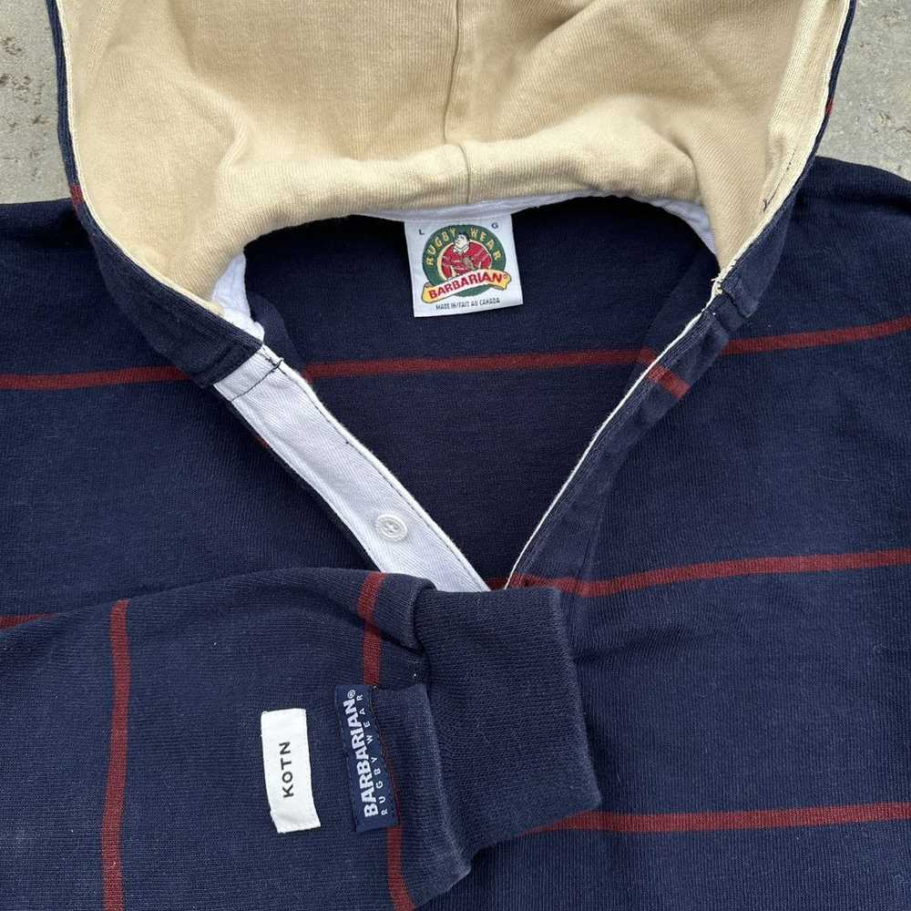 Streetwear × Vintage VTG Quater Button Hooded Rug… - image 2