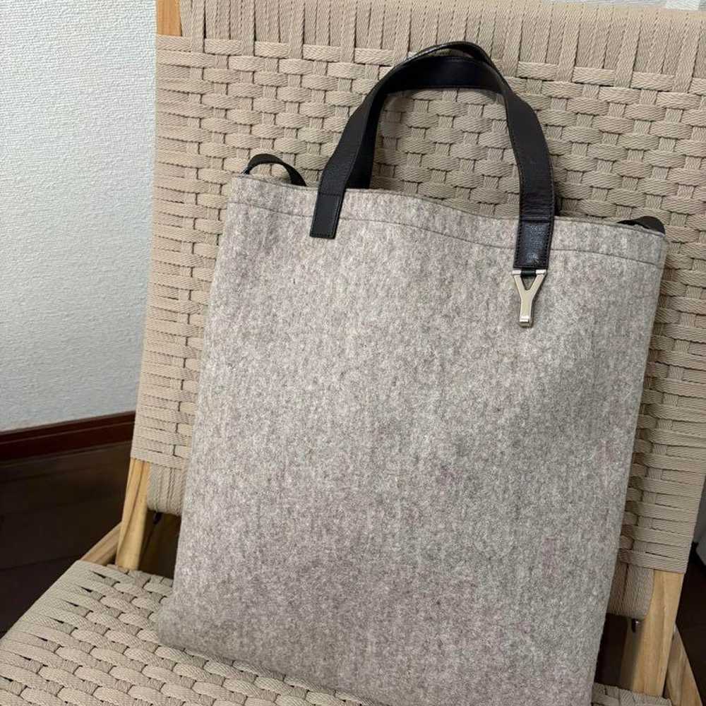 Yves Saint Laurent Felt Tote Bag Gray Beige - image 1