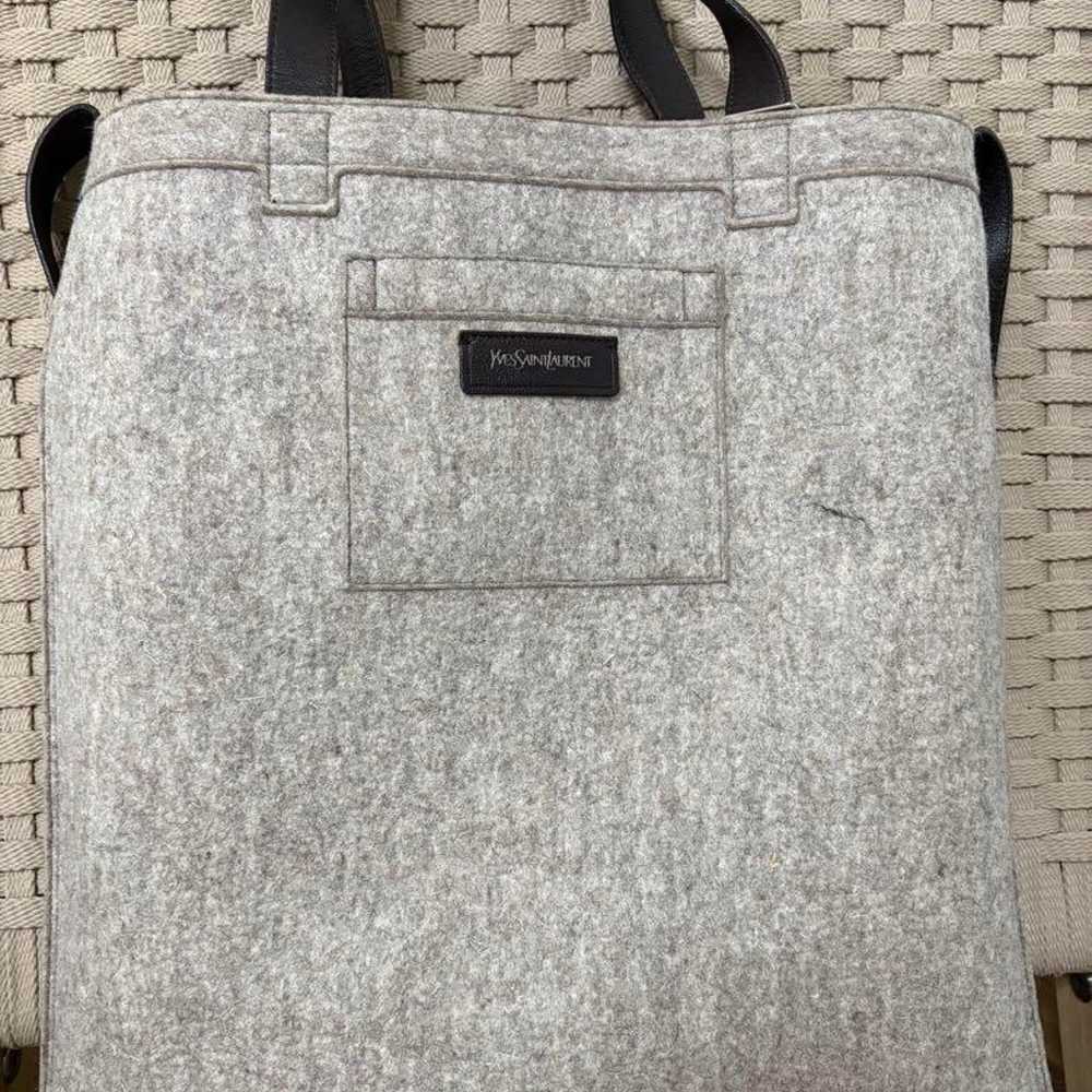 Yves Saint Laurent Felt Tote Bag Gray Beige - image 2