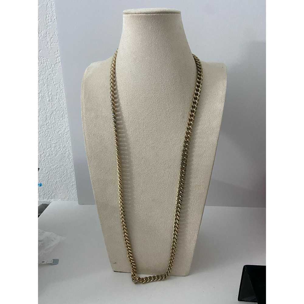 Vintage Super long chunky chain necklace gold ton… - image 1