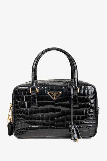 Prada Prada Crocodile Leather Bauletto Black Bag