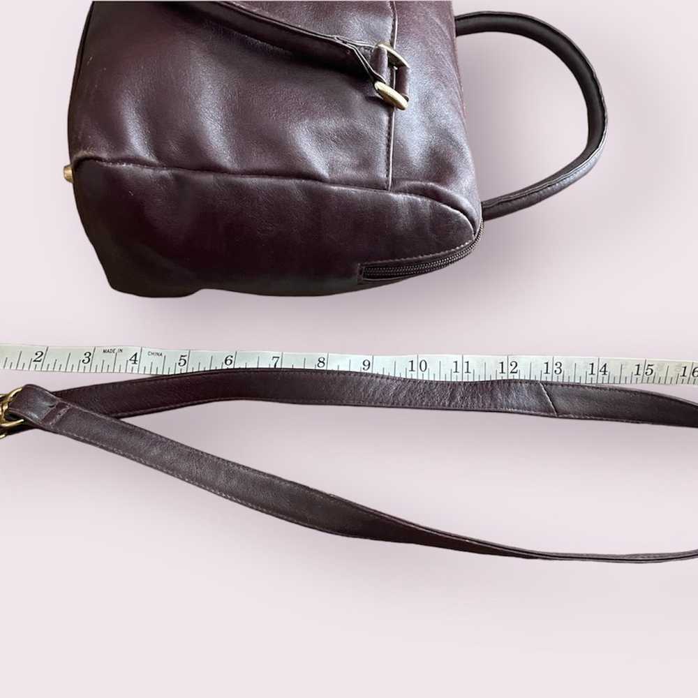 Burgundy Adjustable-Length Leather Purse Brown Sh… - image 12