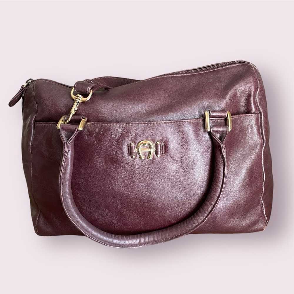 Burgundy Adjustable-Length Leather Purse Brown Sh… - image 2