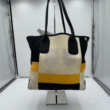 Cheapest Bally Vintage Black & Tan Coated Canvas & Leather Logo Carryall Bag