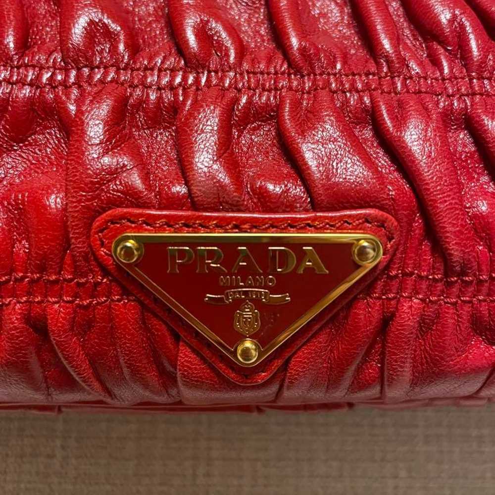 PRADA Red Handbag with Gathered Detailing - image 2