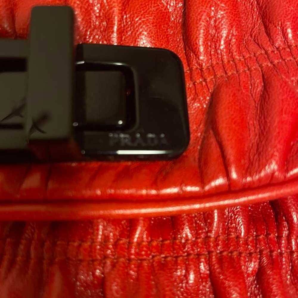 PRADA Red Handbag with Gathered Detailing - image 3