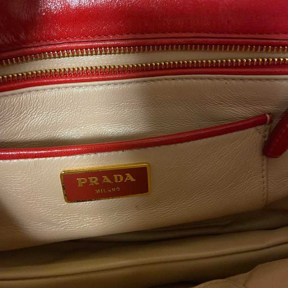 PRADA Red Handbag with Gathered Detailing - image 6