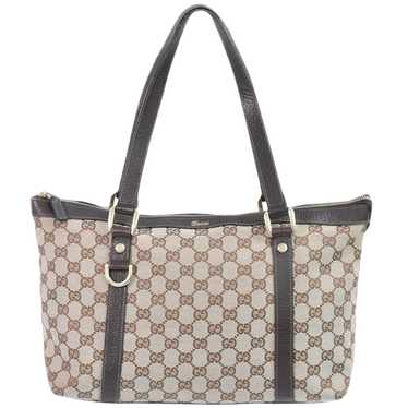 Gucci Abbey Beige Canvas Tote Bag (Pre-Owned)