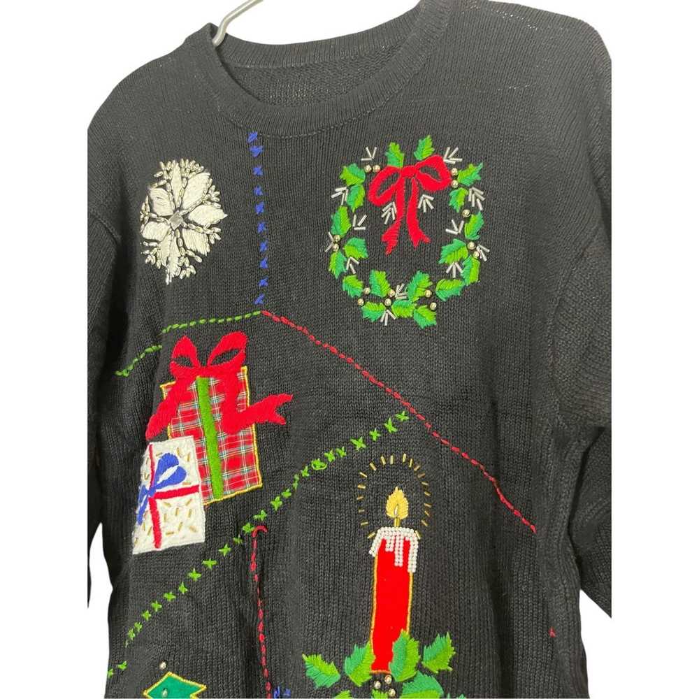 Other Vintage Ugly Christmas Sweater Embroidered … - image 2