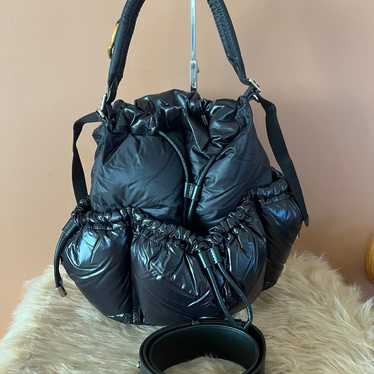 Moncler Black Down Drawstring Shoulder Bag With S… - image 1