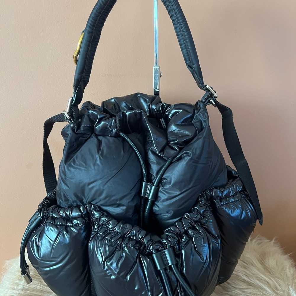 Moncler Black Down Drawstring Shoulder Bag With S… - image 2