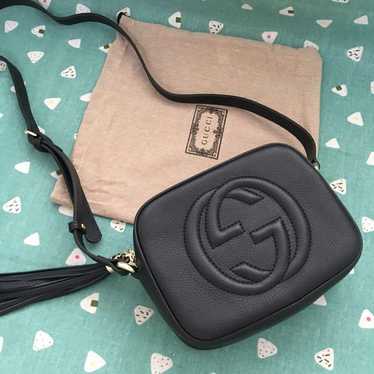 Gucci shoulder bag, black, camera bag.