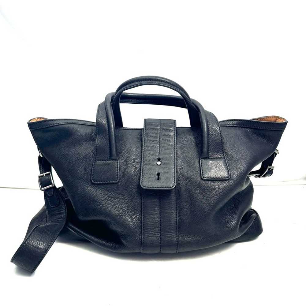 Tod’s Large Black Pebbled Leather Handbag Crossbo… - image 1