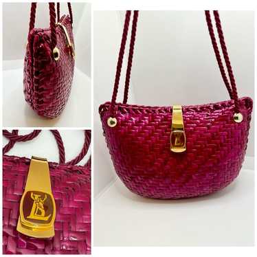 LIZ PARIS 90s fuchsia woven-lacquered rattan multi