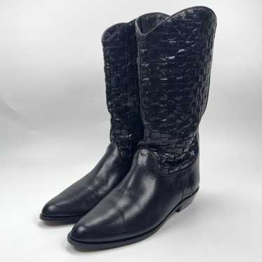 Vintage Enzo Angiolini Black Woven Leather Western