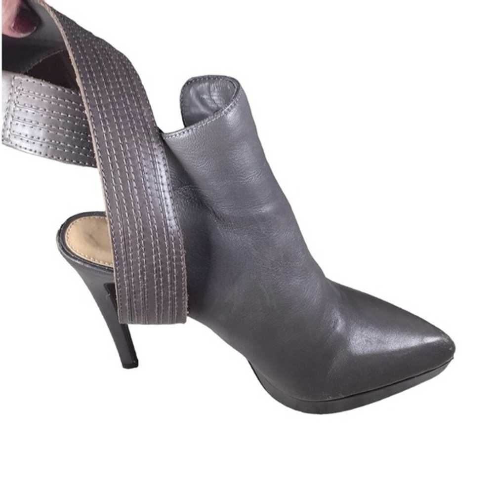 Gianni Bini Gray Leather Ankle Strap Booties EUC … - image 3