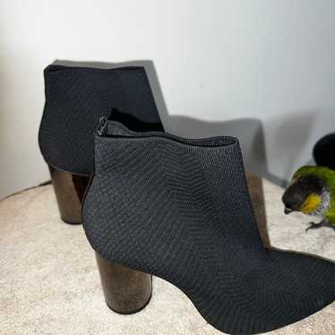 ZARA black knit metallic heel booties